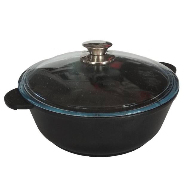 Жаровня 26 см.,  со стеклянной крышкой