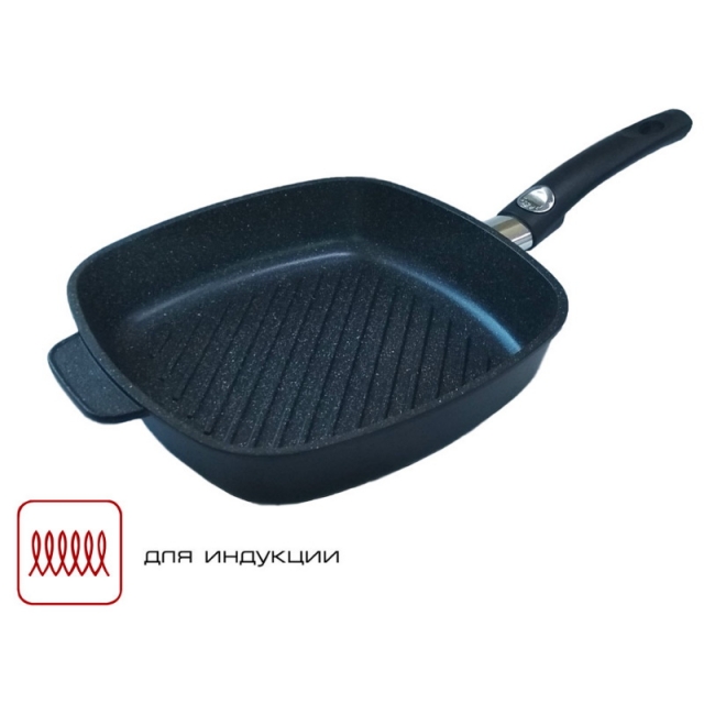 Сковорода квадратная гриль 26х26 см., со съемной ручкой