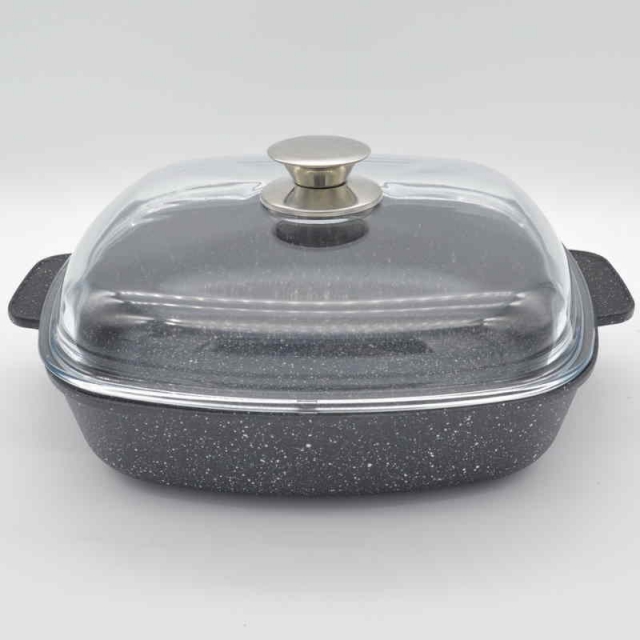 Жаровня квадратная 26х26 см., со стеклянной крышкой